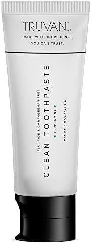 Truvani Clean Fluoride Free Toothpaste - Natural Paraben & Carrageenan Free Toothpaste - Peppermint (4.5 oz) Truvani