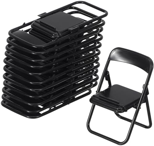 Vaguelly 12 Pack Mini Folding Chair Models, Desktop Foldable Cell Phone Stand, Doll House Folding Chair Miniature Furniture Vaguelly