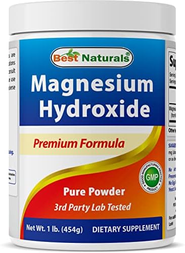 Best Naturals Magnesium Hydroxide Powder - 380mg of Elemental Magnesium per Serving - 454 Servings per Cotainer - 1 Pound Best Naturals