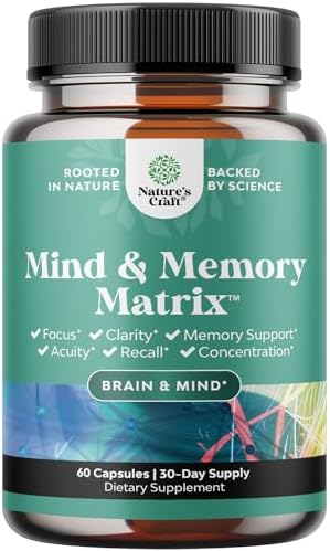 Advanced Brain Supplement for Memory and Focus - Nootropics Brain Support Supplement with Memory and Focus Vitamins for Adults of All Ages - Memory Supplement for Brain Fog Clarity Energy and Recall Natures Craft