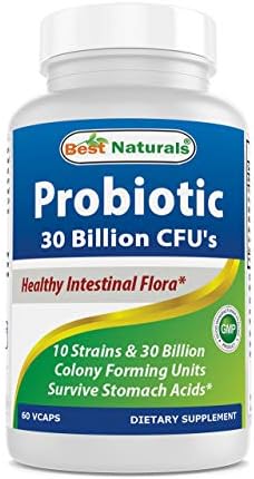 Best Naturals Probiotic 10 Strains & 30 Billion CFU Intestinal Flora, 60 Veggie Capsules (60 Count (Pack of 1)) Best Naturals