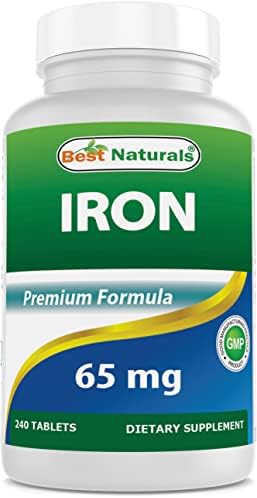 Best Naturals Iron Supplement - 65 mg - 240 Tablets - Non-GMO & Gluten Free Best Naturals