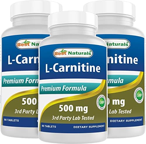 Best Naturals L-Carnitine Tartrate 500 mg 90 Tablets (90 Count (Pack of 3)) Best Naturals