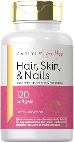 Carlyle Hair Skin and Nails Vitamin | 120 Softgels | Beauty Formula Supplement | with Biotin and Collagen | Non-GMO, Gluten Free Carlyle