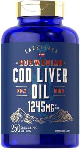 Carlyle Cod Liver Oil Softgels | 1245mg | 250 Count | Norwegian | Non GMO, Gluten Free Carlyle