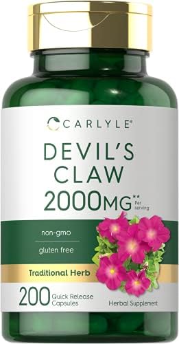 Carlyle Devils Claw 2000 mg | 200 Capsules | Concentrated Root Extract | Devils Claw Herbal Supplement | Non-GMO, Gluten Free Supplement Carlyle