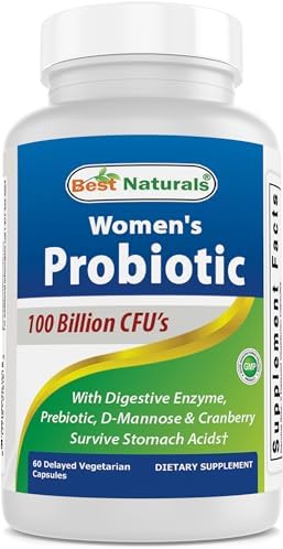 Best Naturals Probiotics for Women 100 Billion CFU - 10 Strains + Prebiotics Fiber + Digestive Enzyme Blend + Women's Health Herbal Blend - Immune, Digestive & Gut Health - 60 Deleyaed Capsules Best Naturals