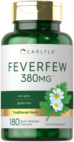 Carlyle Feverfew Capsules 380mg | 180 Count | Traditional Herb Extract | Non-GMO, Gluten Free Carlyle