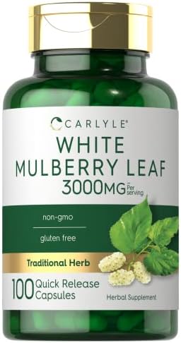 Carlyle Mulberry Leaf Extract | 3000mg | 100 Capsules | Non-GMO and Gluten Free Herbal Supplement Carlyle