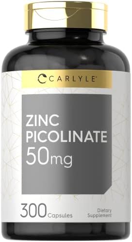 Carlyle Zinc Picolinate 50mg | 300 Capsules | Non-GMO and Gluten Free Supplement Carlyle