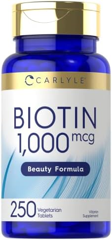 Carlyle Biotin 1000mcg | 250 Vegetarian Tablets | Beauty Formula Supplement | Non-GMO, Gluten Free Carlyle