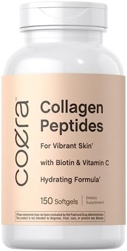 Horbäach Collagen Peptide Pills | 150 Softgel Capsules | for Vibrant Skin | Biotin & Vitamin C | Grass Fed, Non-GMO, Gluten Free Supplement | Coera Horbäach