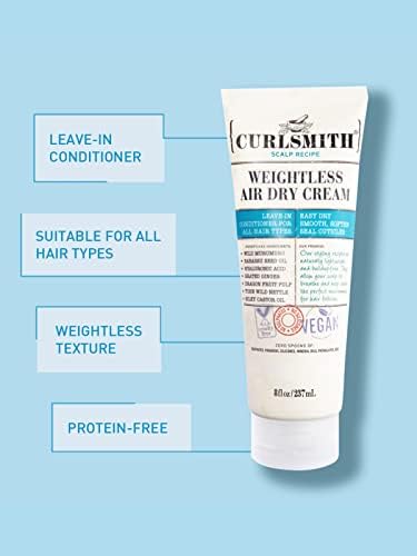 CURLSMITH - Weightless Air Dry Cream - Vegan Leave-In Conditioner for Any Hair Type, Smooths Hair Curlsmith