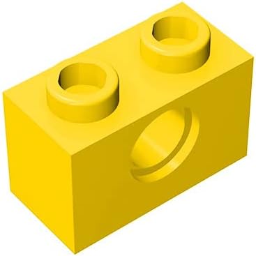 Classic Bulk Brick Block, Compatible with Lego Parts and Pieces 3700: Technical Apricot Yellow 1x2 Brick with Hole, 100 Pcs(Cloour:Apricot Yellow) TTEHGB TOY