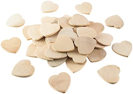 Super Z Outlet Round Heart Shaped Unfinished 1.3" Wood Cutout Circles Chips for Board Game Pieces, Arts & Crafts Projects, Ornaments (50 Pieces) Super Z Outlet