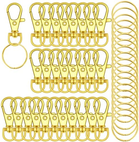 120PCS Premium Swivel Lanyard Snap Hook with Key Rings, Metal Keychain Hooks for Jewelry Making, Crafts (Bronze) IPXEAD