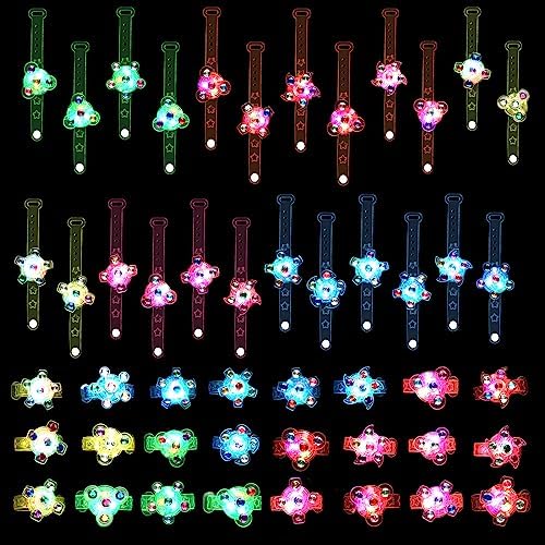 24pcs LED Light Up Fidget Whirling Spinner Wristbands Bracelet, Multicolored Fidget Whirling Spinner Watch Band Light Up Toys Watch Gift Bag Filler Party Favors Gifts Classroom Rewards Boxob