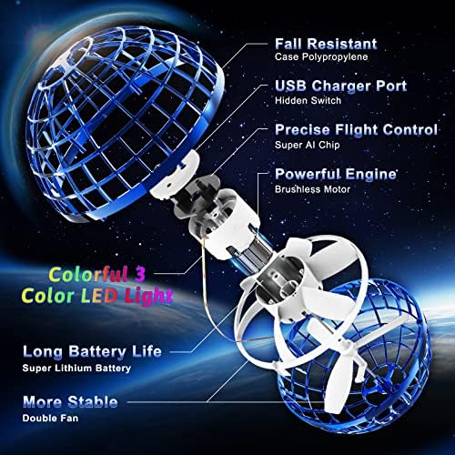 Flying Orb Ball Toy 2024, 2 Pack Galaxy Cosmic Globe UFO Boomerang Hover Ball Fidget Spinner Mini Drone Toys for Kids Age 6-8-13, Cool Toys Gift for 6 7 8 9 10+ Year Old Boys Girls Teens Outdoor Toys semai