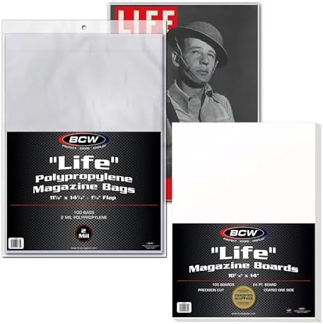 BCW Life Magazine Bags and Backing Boards Bundle | Crystal Clear, Archival Quality, Precision Fit for Ultimate Magazine Protection Bcw