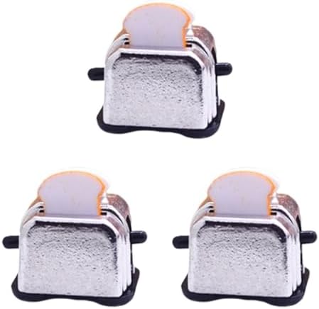 Vaguelly 3pcs Toy Toaster DIY Accessories Mini Toaster Playset Dolls House Appliances Small Toaster Miniature Kitchenware Tiny Toasters Food Pretend Play Vaguelly