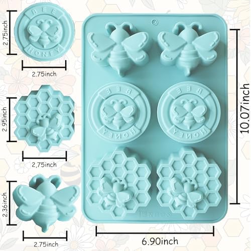 2Pcs Bee Silicone Molds Honeybee Silicone Mold for Making Homemade Soap, Lotion Bar, Jello, Bath Bomb, Beeswax, Candle BZIDII