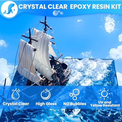 JHKL RESIN Epoxy Resin 1 Gallon Epoxy Resin Kit Casting & Coating, Art Crafts Crystal Clear and NO Yellowing & NO Bubble and Self Leveling Easy Mix 1:1 for DIY Jewelry Making, Wood & Resin Molds JHKL RESIN