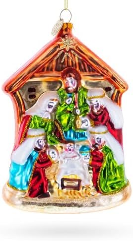 Large Nativity Scene Blown Glass Christmas Ornament BestPysanky