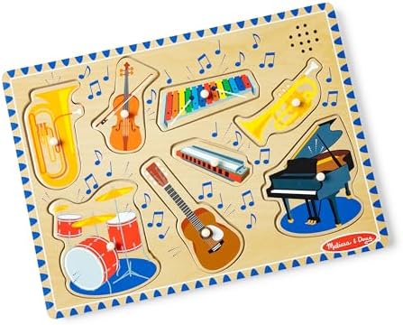 Melissa & Doug Farm Animals Sound Puzzle - Wooden Peg Puzzle With Sound Effects (8 pcs) Melissa & Doug