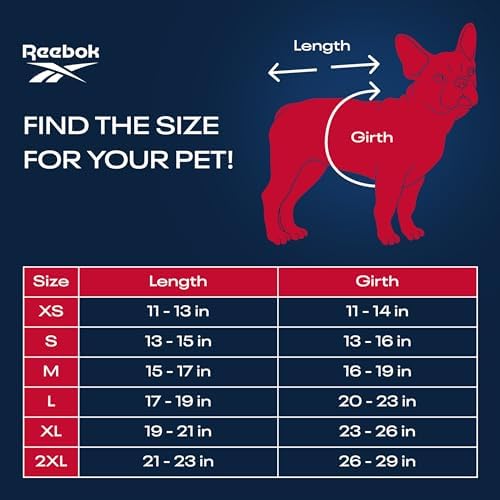 Reebok Dog Shirts – Lightweight Dog T Shirts for Small, Medium and Large Dogs, Fun Athletic Themed Dog Shirts with Reebok Design, Great Puppy Summer Clothes Outfit for All Breeds, Cute Dog Outfit Reebok