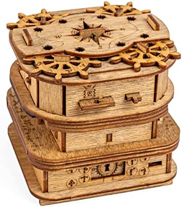 iDventure Cluebox - Davy Jones Locker - Escape Room Game - Puzzle Box - Gift Box - 3D Wooden Puzzle for Adults - Wooden Jigsaw - Brain Teaser - Birthday Gift Gadget for Men - Money Box iDventure