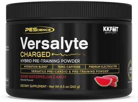 PEScience Versalyte Charged, Keto Electrolyte Powder with Caffeine, Sugar Free, Sour Watermelon Candy, 30 Servings Packets, Hydration Powder PEScience