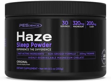 PEscience Haze Sleep Powder, Unflavored, Sleep Support with 5-HTP and Magnesium Glycerophosphate, 30 Servings PEScience