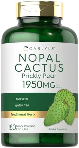 Carlyle Prickly Pear 1950 mg | 180 Capsules | Nopal Cactus Supplement | Non-GMO, Gluten Free Carlyle