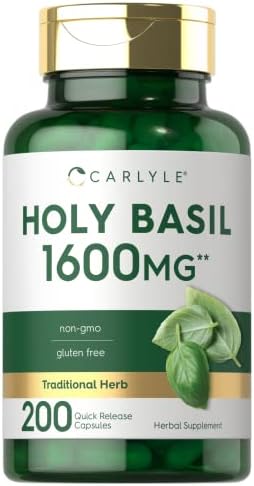 Carlyle Holy Basil Capsules 1600 mg | 200 Count | Tulsi Holy Basil Leaf Extract | Herbal Supplement | Non-GMO, Gluten Free Carlyle