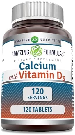 Amazing Formulas Calcium with Vitamin D3 120 Tablets Supplement | Non-GMO | Gluten Free | Made in USA Amazing Nutrition