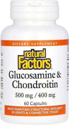 Natural Factors Glucosamine & Chondroitin, Supports Healthy Joints and Connective Tissue, 60 Capsules Natural Factors