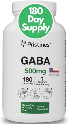 PRISTINE'S GABA 500mg Sleep Quality Support Supplement - 180 Day Supply - Calm Mind & Relaxation Sleep Support Capsules Pristine'S