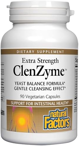 Natural Factors, ClenZyme, Extra Strength Yeast Balance Formula, 90 Capsules Natural Factors