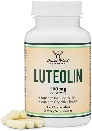 Double Wood Supplements Luteolin Supplement 100mg Servings of Bioactive Flavanoids (120 Capsules, Gluten Free) Potent Polyphenols Flavonoid for Brain and Cardiovascular Support Double Wood Supplements