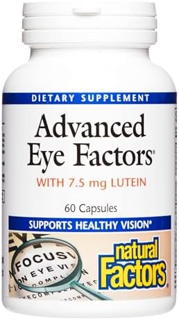 Natural Factors, Advanced Eye Factors, Antioxidant Support for Healthy Vision with Lutein and Zeaxanthin, 60 Capsules Natural Factors