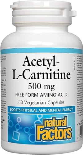 Natural Factors Acetyl L-Carnitine 500 milligrams, 60 Vegetarian Capsules Natural Factors