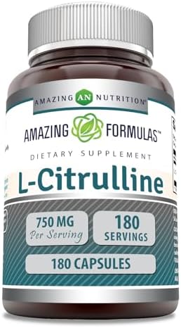 Amazing Formulas L-Citrulline Supplement | 750 Mg Per Serving | 180 Capsules | Non-GMO | Gluten-Free | Made in USA Amazing Nutrition