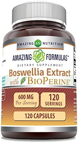 Amazing Formulas Boswellia Extract with Bioperine 600 Mg per Serving 120 Capsules Supplement | Non-GMO | Gluten Free | Made in USA Amazing Nutrition