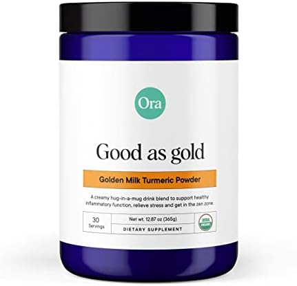 Ora Organic Golden Milk Powder - Ayurvedic Turmeric Powder with Organic Adaptogens - Ashwagandha, Reishi and Ginger | Organic, Gluten-Free, Soy-Free, Vegan, Non-GMO - Maple & Vanilla, 30 Servings Ora Organic