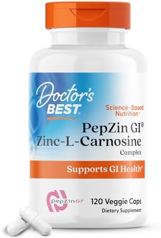 Doctor's Best PepZin GI, Zinc-L-Carnosine Complex, Non-GMO, Vegan, Gluten Free, Soy Free, Digestive Support, 120 Veggie Caps Doctor's Best