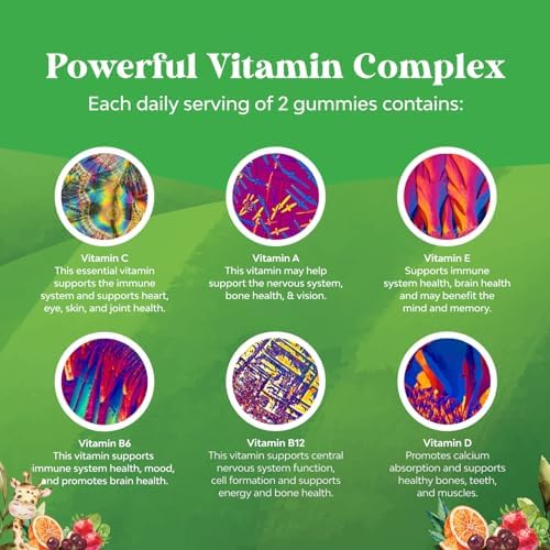 Plant Based Kids Multivitamin Gummies - Multivitamin for Kids Immune Support with Vitamins A, C, D3, E, B6 & B12, Zinc & Iodine - Children's Vitamins Chewable Formula for Strong Health - 90 Count Natures Craft