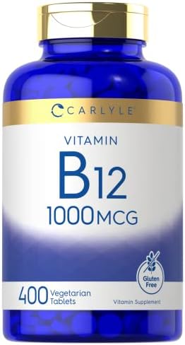 Carlyle Vitamin B12 1000 mcg | 250 Count | Time Release Tablets | Cyanocobalamin | Vegetarian, Non-GMO, and Gluten Free Supplement Carlyle