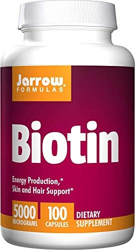 Jarrow Formulas Biotin 5000 mcg - 100 Veggie Caps, Pack of 2 - Supports Skin & Hair Growth, Lipid Metabolism & Energy Production (ATP) - 200 Total Servings Jarrow Formulas