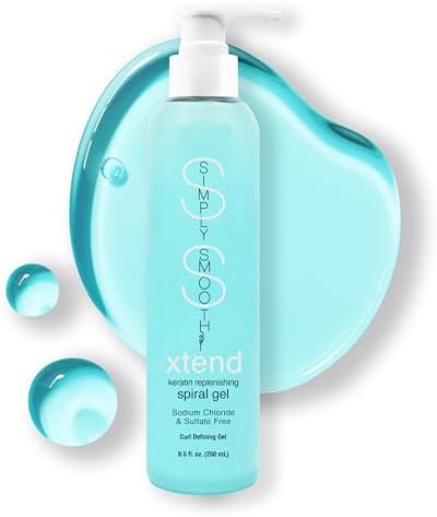 SIMPLY SMOOTH Xtend Keratin Replenishing Spiral Gel | Lightweight Curl Defining Gel | Define Curls, Add Bounce & Tame Frizz | Non Flaking Formula & No Crunch Styling Hold | 8.5 Oz. SIMPLY SMOOTH