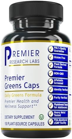 Premier Research Labs Greens Capsules - Super Greens Capsules, Greens Supplements, Super Greens Pills for Wellness, Veggie Pills with Leafy Greens, Kale, Chlorella - 150 Vegetarian Capsules Premier Research Labs